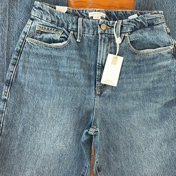 NWT Good American good boy women's Blue Straight Leg Jeans size 4/27 - Picture 2 of 16